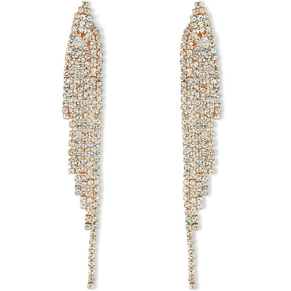 Darling Waterfall Tassel Earrings CZ Simulated Diamond Statement Studs, Gold-Tone Art Deco