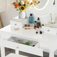 thumbnail image 4 of Vanity Table with LED Lighted Mirror, Modern Makeup Desk Set with 3 Modes, 3 Drawers & Cushioned Stool for Bedroom, 4 of 7