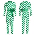 thumbnail image 5 of Zaldita Girls Boys Christmas Candy Cane Costume Long Sleeve Bow-knot Jumpsuit Striped Dance Unitard Green 14, 5 of 7