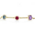 thumbnail image 2 of Gem Stone King 18K Yellow Gold Plated Silver Bracelet Persian Blue Moissanite Created Ruby (1.57 Cttw), 2 of 4