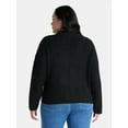 thumbnail image 3 of Terra & Sky Women’s Plus Diagonal Ribbed Mock Neck Sweater, Lightweight, Sizes 0X-5X, 3 of 5