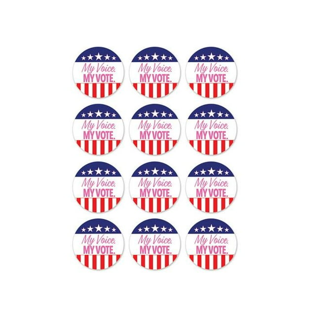 Beistle 53503 My Voice My Vote Stickers, 4 x 6 Po. Feuille - Lot de 12