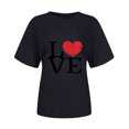 thumbnail image 1 of Pompotops T-shirt à Manches Courtes pour Femmes Imprimé Saint-Valentin Col Rond, 1 of 4