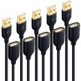 thumbnail image 1 of USB Cable Extension, Besgoods 5-Pack 10ft USB Extension Cables - Extra Long USB 2.0 A Male to A Female Cable with Gold-Plated Connector for Keyboard, Mouse, Printer - Black, 1 of 7