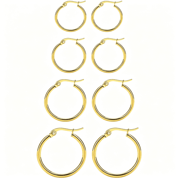 DESIGNICE 4 Pairs Titanium Hoop Earrings for Sensitive Ears Hypoallergenic Pure Titanium Earrings for Women Men G23 Lightweight Small Huggie Hoop Earrings Set 12Mm 15Mm 20Mm 25Mm