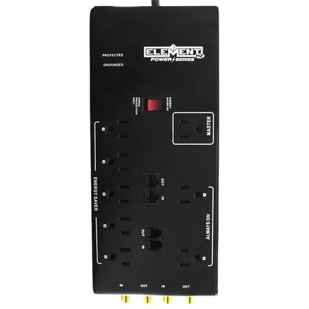 Element-Hz Power Series™ Smart Surge Protector (3600 Joules, 8 Outlets/3-Prong Plug, Coax: 2 In/2 Out)