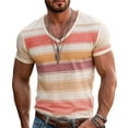 thumbnail image 4 of JAJAHO Graphic Tees Men Vintage Striped V Neck Tee Shirt Casual Summer Short Sleeve Loose Fit T-Shirts Trendy Tops, 4 of 4