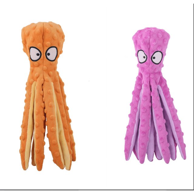 Piezas de Juguete para Perros Chirriantes de 32 cm, Juguete de Peluche Indestructible para Perros, Juguetes chirriantes para Cachorros, Juguete Interactivo para Perros, Naranja + Morado