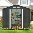 thumbnail image 5 of HOGYME 8'x12' Large Outdoor Storage Shed Metal Garden Shed Galvanized Steel with Lockable Doors for Backyard Patio Lawnmower, Black, 5 of 14