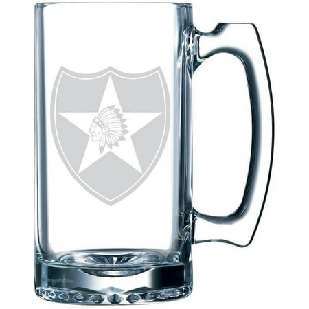 

United States Army 2nd Infantry Division Etched 25oz Libbey Sports Beer Mug