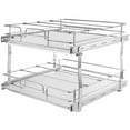 thumbnail image 1 of KFFKFF Dual Layer 16"W x 21"D Sliding Cabinet Arranger, Robust Slide Out Pantry Racks, Steel with Chrome Finish Roll Out Compartments, Glide Out Storage for Kitchen Cabinet, Bathroom, Beneath Sink, 1 of 9