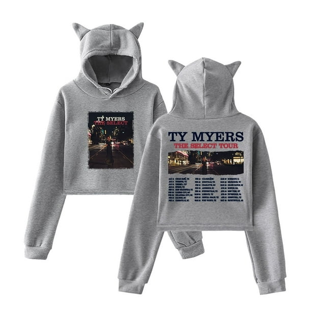Ty Myers The Select Tour Sudadera con capucha con orejas de gato para mujer, Top de manga larga, ropa para mujer