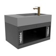 thumbnail image 4 of Amazon 30" Black Wood Floating Vanity with Gray Top and Gold Trim, 4 of 10
