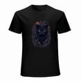thumbnail image 1 of Blabk Cat T-shirt Aesthetics T-shirt Cat and Flower T-shirt Unisex tees, 1 of 5