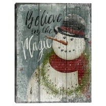 Snowman Believe By Beth Albert Canvas Art Print