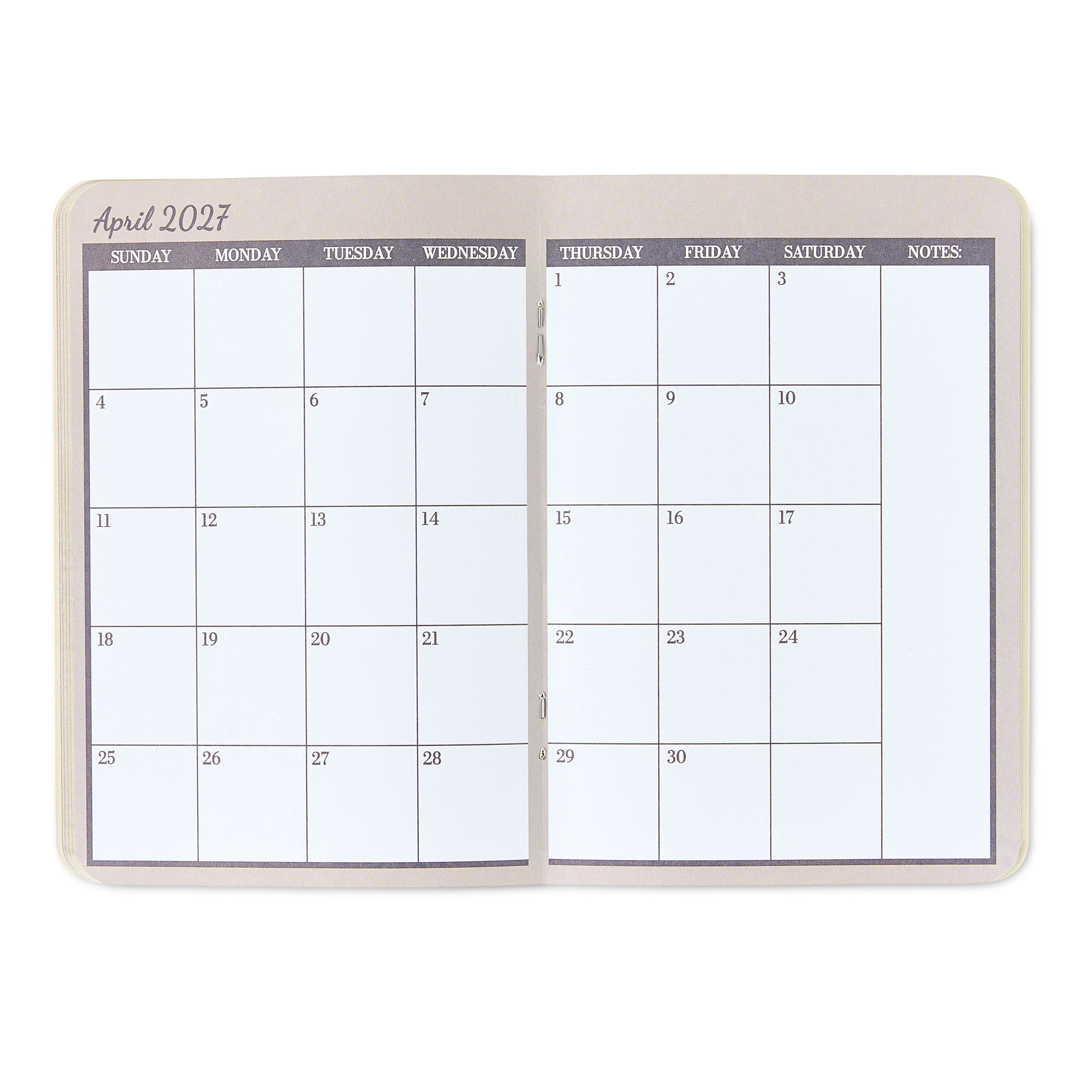 Pen+ Gear Monthly Small (4.5" x 6.5") Two-Tone Papyruse Beige and Black Textured 24 Month Pocket Planner