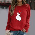 thumbnail image 4 of Wyzesi Sweatshirts à Col Rond pour Femmes Graphique Coton Saint-Valentin Sweatshirt à Col Rond Motif Mignon Imprimé Manches Longues Décontracté Sweatshirts pour Femmes Automne Tendance, 4 of 4