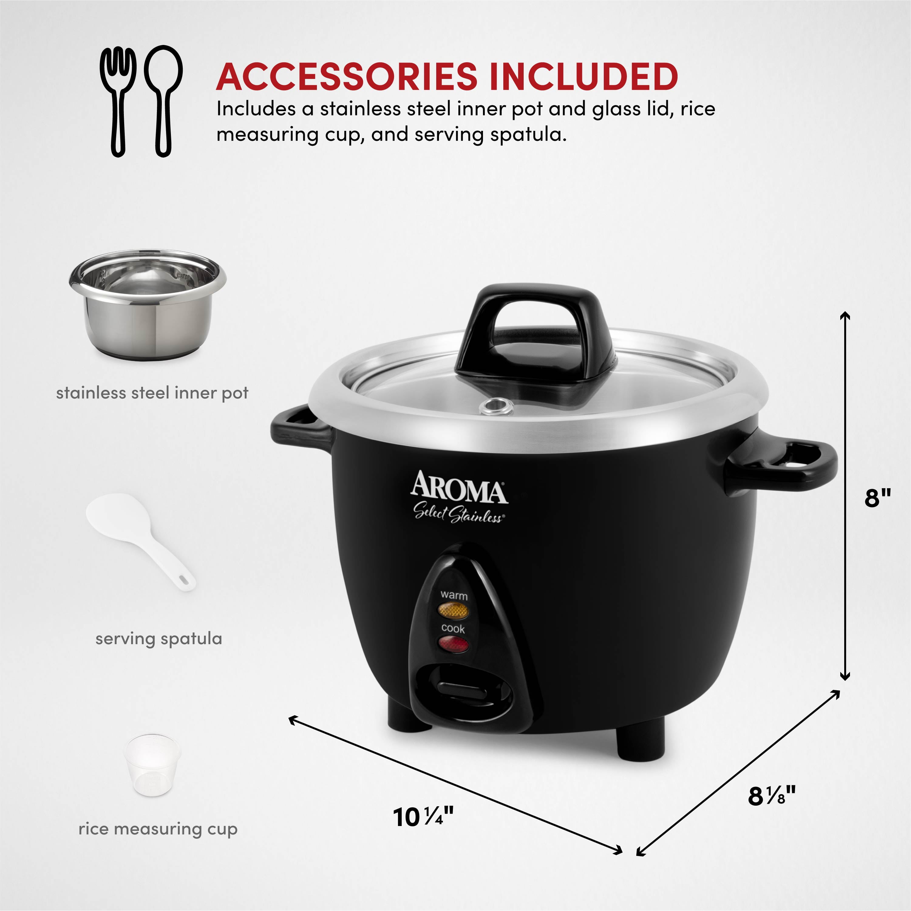 AROMA® 6-Cup (Cooked) / 1.2Qt. Select Stainless® Rice & Grain