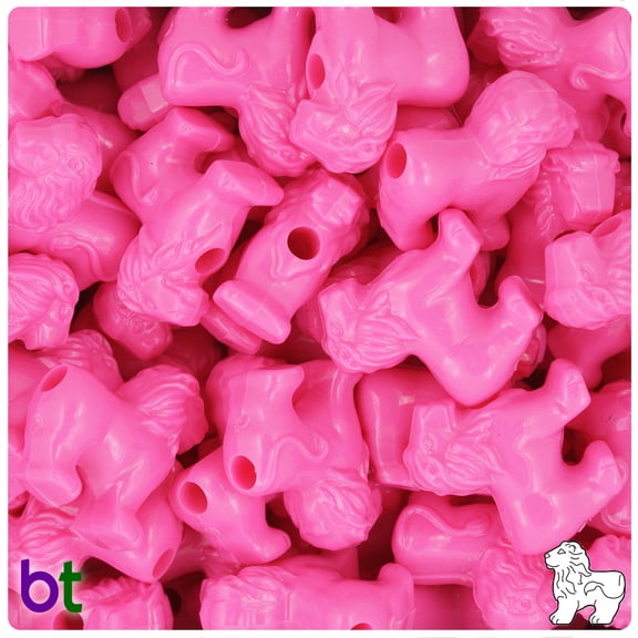 BeadTin Dark Pink Opaque 22mm Lion Pony Beads (24pcs)