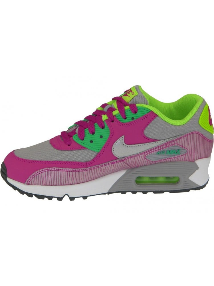 Nike - Girls Air Max 90 2007 GS Wolf Grey Metallic Platinum Flash Lime Dark  G - Walmart.com - Walmart.com
