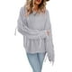 thumbnail image 2 of VISgogo Suéter de talla grande para mujer, suéter de punto con flecos de cuello redondo de manga larga de color sólido informal VISgogo moda, 2 of 6