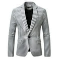 thumbnail image 4 of BiZtdJrK Men Business Blazer Striped Lapel Collar One Button Suit Jackets Slim Fit Fashion Dressy Casual Sport Coats Gray XL, 4 of 7