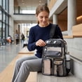 thumbnail image 4 of Transparent Backpack for Women Men, Clear PVC Bookbag Stadium Approved Heavy Duty School Bag with Reinforced Shoulder Straps - Spacious Travel Daypack for Students Teens Adults, Concert, Work, Black, 4 of 7