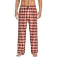 thumbnail image 2 of Goofa Red and Brown Squares Printed Soft Pajama Pants for Men, Wide Leg Comfy Casual Lounge Yoga Pants-Medium, 2 of 9