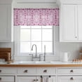 thumbnail image 3 of Pink Boho Valance Curtains for Kitchen/Living Room/Bathroom/Bedroom Window, Rod Pocket Small Topper Half Short Window Curtains Voile Sheer Scarf, Ethnic Tribal Floral Abstract Art Aesthetics 60"x18", 3 of 8