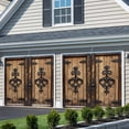thumbnail image 3 of Barn Door Garage Door Cover Banner 6 x 13 FT, Farmhouse Wooden Grain Rustic Tribal Pattern Garage Door Curtains Backdrop with Grommets for Indoor Outdoor Wall Party Porch Yard Decorations Background, 3 of 9