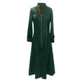 thumbnail image 4 of DHFJKG Women Leather Jacket Long Sleeve Dress Zipper Leather Ankle-Length Coats Lapel Collar Outwear Winter Leisure Jackets, 4 of 4