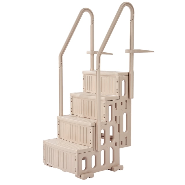 VEVOR 4-Step Taupe Pool Ladder of Double Handrails Supports 400 lb for 48-54 In Pools