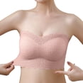 thumbnail image 3 of Women Knit Strapless Bandeau Bra Scalloped Lace Edge Antiâ Invisible TubeâTop Bralette for Layering, 3 of 9
