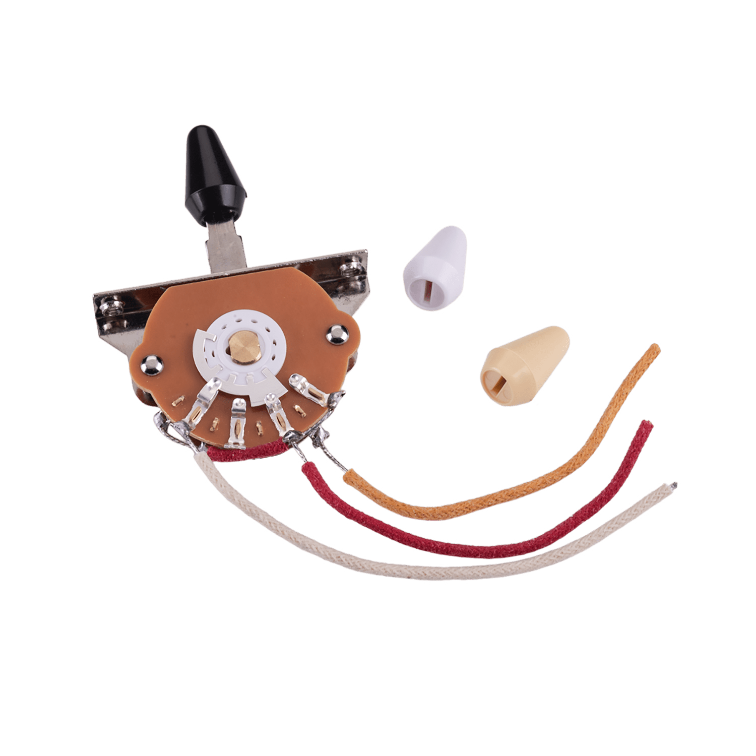 LOOKSEVEN Solderless Pre-Wired Control Plate Kit with 3-Way Switch, Brass Shaft Pot (1 Volume 1 Tone) Wiring Harness Easy Plug & Play Upgrade with Treble-Bleed Circuit for Telecaster Guitars