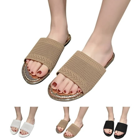 

PEASKJP Womens Wide Width Sandals Women Summer New Pattern Open Toe Round Toe Comfortable Non-Slip Sandals Women Sandals Wide Width Shoes Khaki 6.5