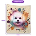 thumbnail image 5 of Bichon Frise Portrait Watercolor Vintage Retro Styles Quilt Blanket Bichons Dog Lovers Gifts Idea Cozy Comforter Throw Blanket - 00001, 5 of 5