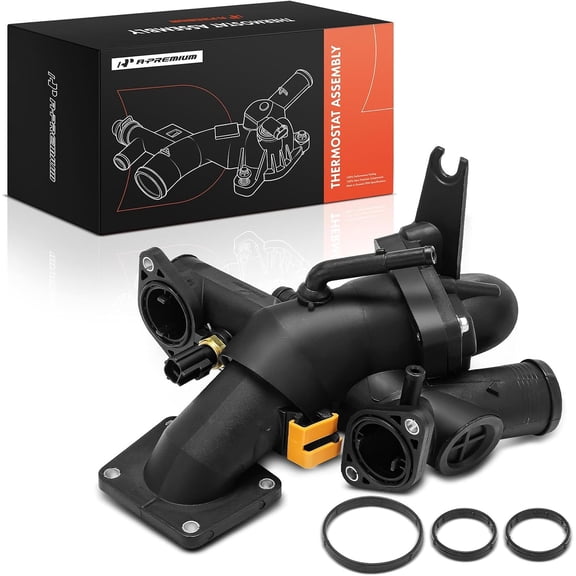 A-Premium Engine Coolant Thermostat Housing Assembly Compatible with Jaguar S-Type 2003-2008, Vanden Plas, XJ8 2004-2009, XF 2009-2010, XK 2007-2009