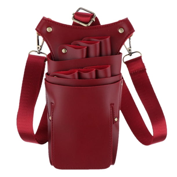 Estuche tipo billetera para tijeras de peluquería, para salón, spa y peluquería. rojo