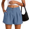 thumbnail image 2 of GHIIYER Linen Shorts Women High Waisted Wide Leg Trousers with Pleated Button Closure And Side Pockets Short, 2 of 9