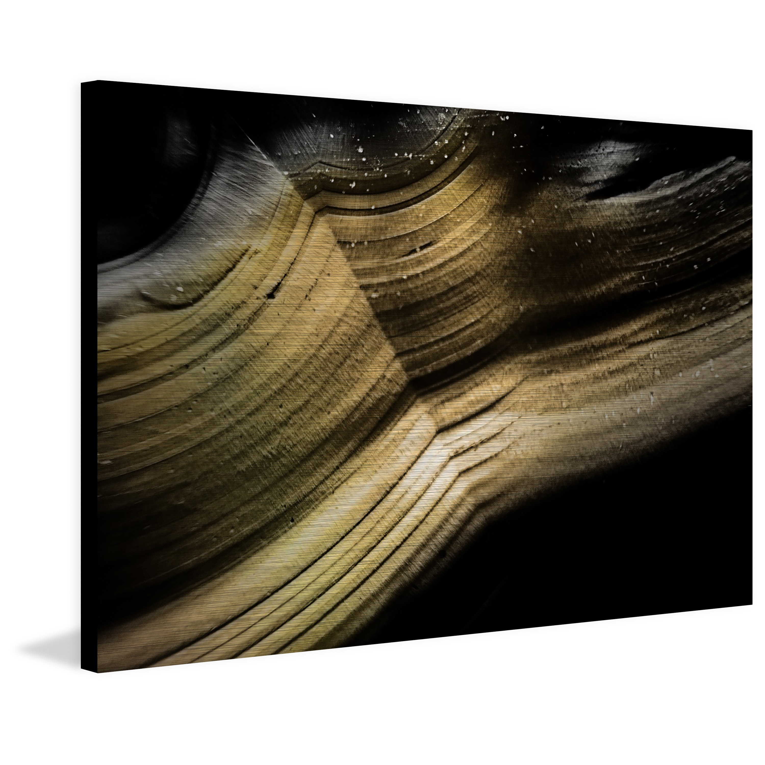 Marmont Hill - "Flowing Gold" Painting Art Print On Brushed Aluminum, 45.0" x 1.5"