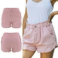thumbnail image 2 of Cathalem Womens Jean Shorts Women's Denim Shorts Solid Jean Shorts Summer Hot Pants with Pockets(Pink,XXL), 2 of 5
