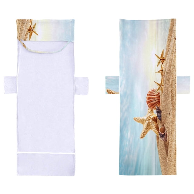 Housse de Chaise de Plage avec Poches Latérales Serviette de Plage Réutilisable pour Protection de Chaise Longue Tissu en Microfibre Comprend Sac de Rangement pour Usage Extérieur Matériau Durable 100 % Polyester B-64 C