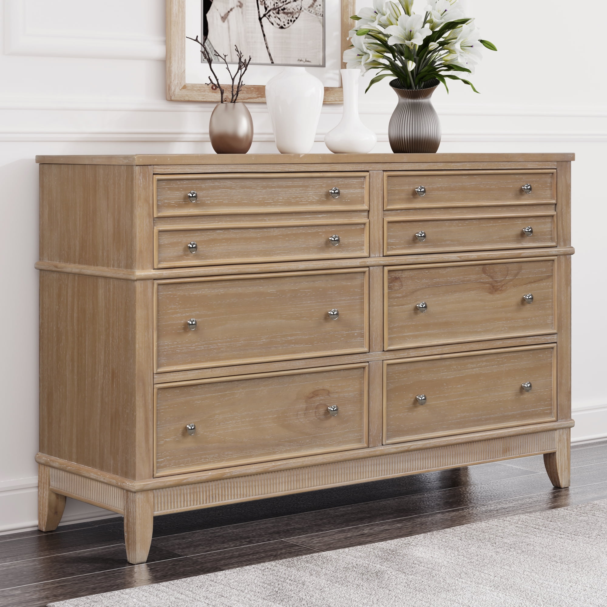 Officery 6 Drawers Dresser Solid Wood