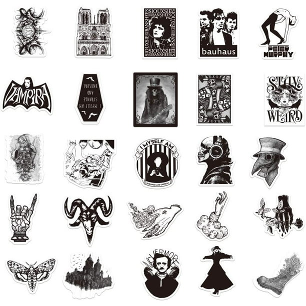 Gothic Stickers for Hydro Flask 50 PCS Vinyl Waterproof Stickers for Laptop Skateboard Water Bottles Computer Phone Punk Stickers Cool Stickers
