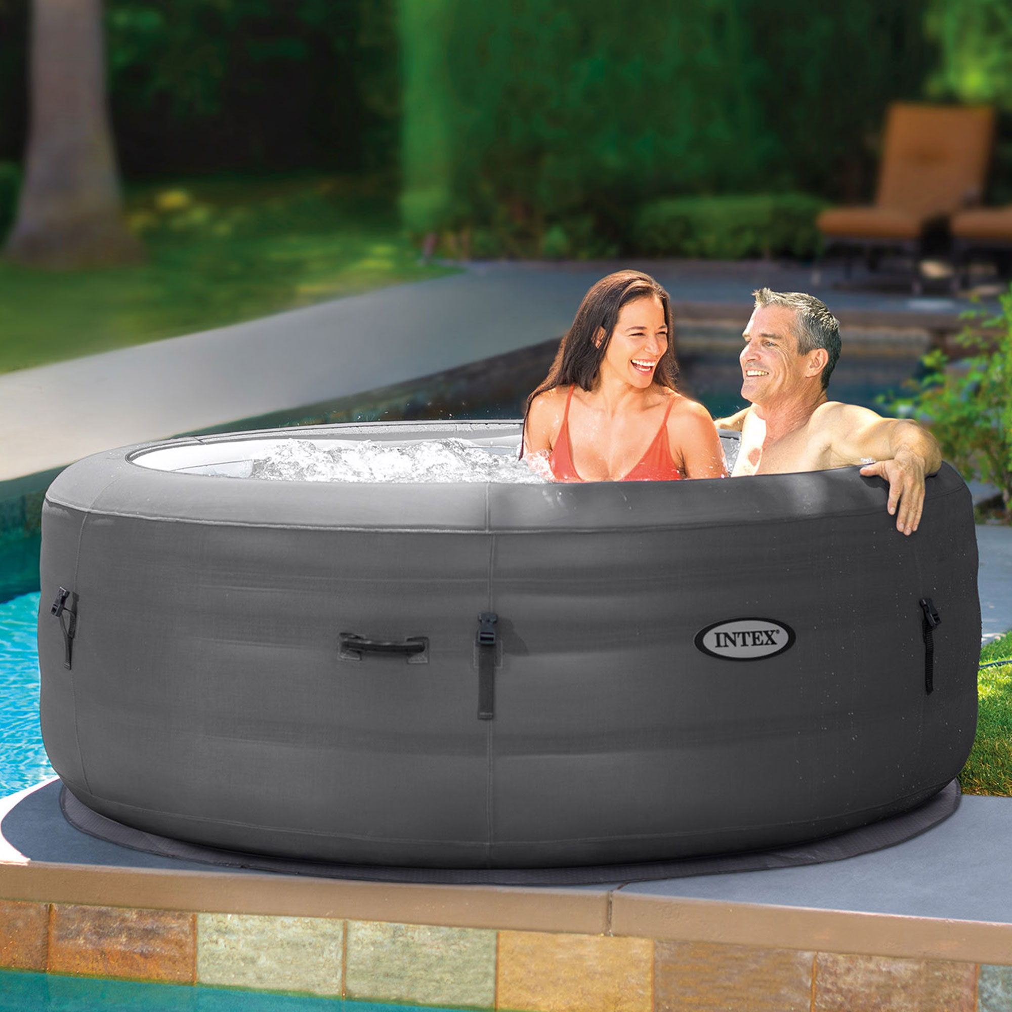INTEX PureSpa Plus Greywood Deluxe 4-Person Inflatable Hot Tub Spa w/ Jets - image 5 of 9