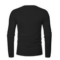 thumbnail image 3 of ameIAEA Men Long Sleeve Fall T-Shirts Crewneck Button Tee Tops Solid Color Casual Pullover, 3 of 6