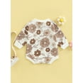 thumbnail image 4 of Newborn Baby Long Sleeve Romper, Flower Printed Round Neck Patchwork Playsuit Short Jumpsuit, 4 of 7
