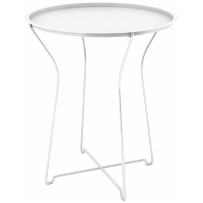 Metal Tray Side Table, White