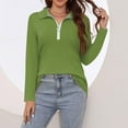 thumbnail image 6 of Work Blouses for Women Women's Spring And Fashion Casual Solid Color Printed Zipper V-Neck Long Sleeve Shirt Tops, 6 of 7