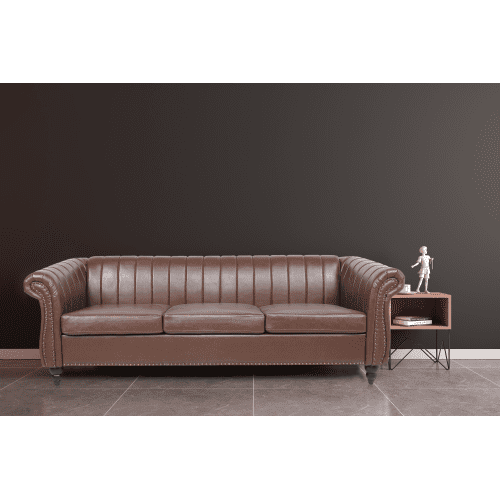 Modern Pu Leather Couch Sectional Sofa, Small Brown Leather Sectional Sofa